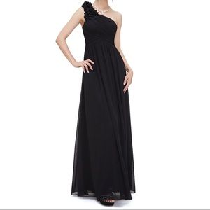One Shoulder Ruched Chiffon Bridesmaid Dress Long